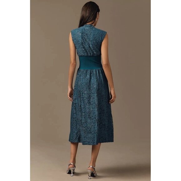 NWT Size S - Anthropologie Maeve Tommie Smocked Front-Zip Lace Shirt Dress - Picture 2 of 16